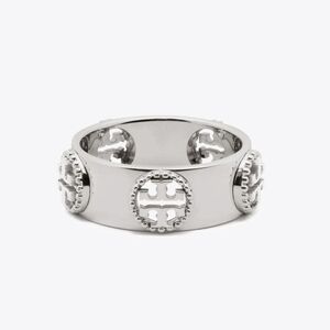 Tory Burch Womens Milgrain Logo Ring